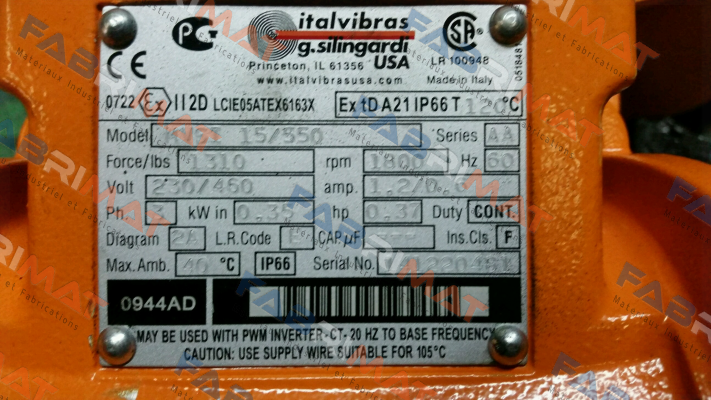 MVSI 15/550 - alternative  MVSI 15/550-S02  Italvibras