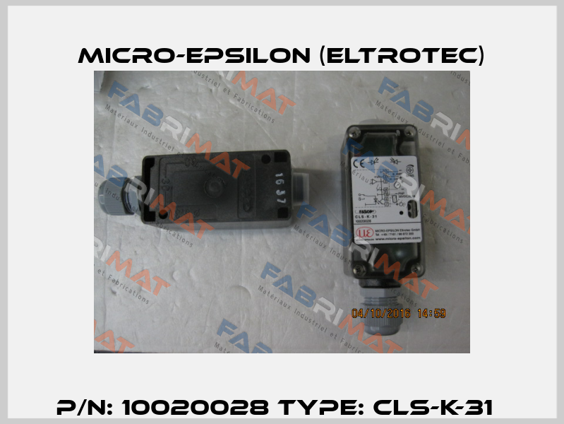 P/N: 10020028 Type: CLS-K-31   Micro-Epsilon (Eltrotec)