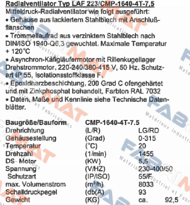 LAF 223/CMP-1640-4T-7.5  Sodeca