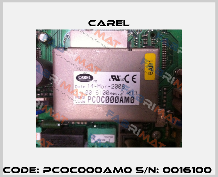 Code: PCOC000AM0 S/N: 0016100  Carel
