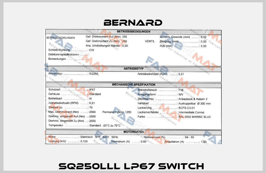 SQ250lll lP67 Switch  Bernard