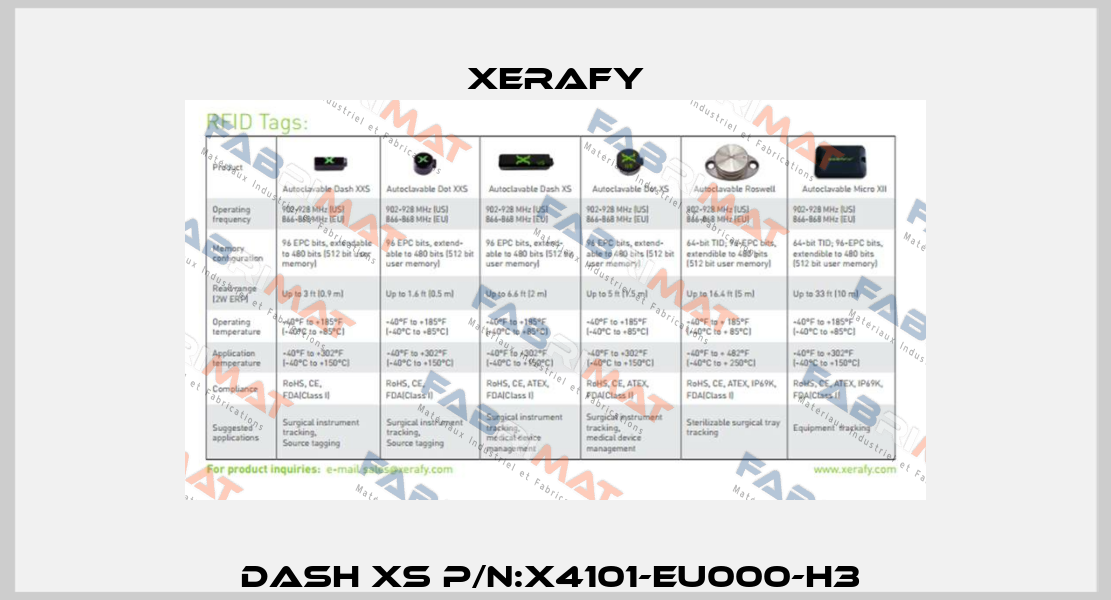 Dash XS P/N:X4101-EU000-H3  Xerafy