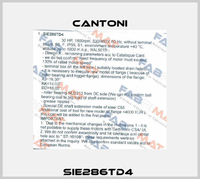 SIE286TD4  Cantoni