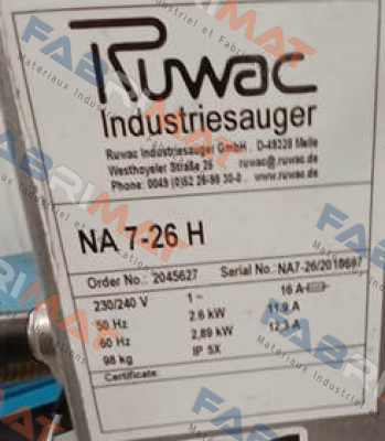 NA72-26H Ruwac