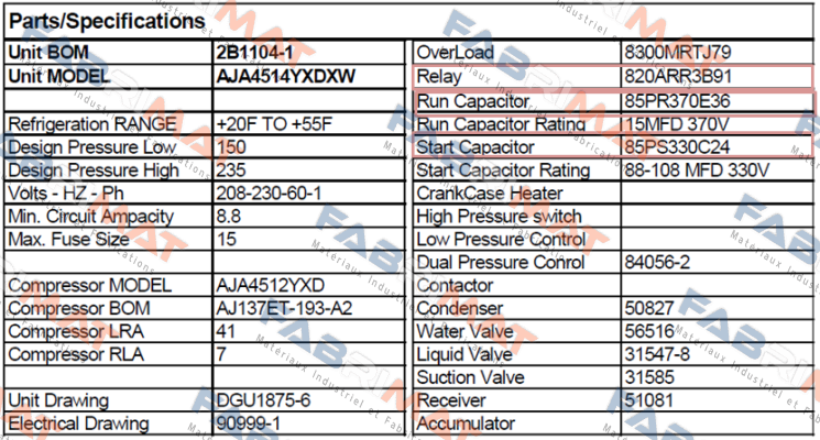 AJA4514YXDXW oem  Tecumseh